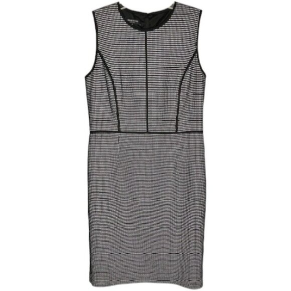 Lafayette 148 Bree Sleeveless Check Sheath Dress - Black/White - 6 - Picture 2 of 11